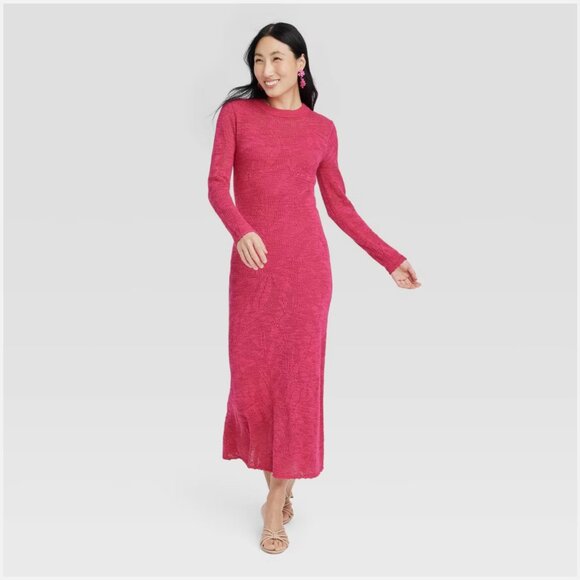 knee length dresses for ladies Keep You Around Floral Maxi Dress- Ivory & Hot Pink main image 1